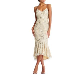 Aidan Mattox Women's Sequin Midi Dress with Mermaid Skirt NWT